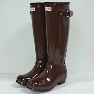 Brand New Hunter Original Tall Rain Boot for Women - Brown Bolt - Size 6 to 10 - Picture 1 of 14