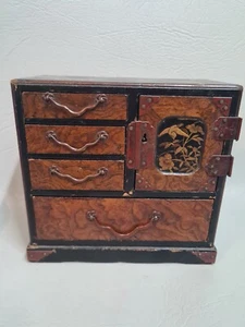 Antique Meiji-period Japanese Kodansu Lacquered small Drawer Tansu Jewellery Box - Picture 1 of 11