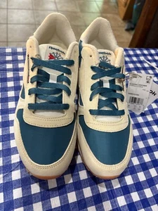 Scarpe da bambino Reebok Classic in pelle grandi crema e verde acqua 100033195 nuove - Foto 1 di 6