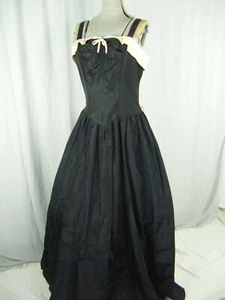 PARTY LINES BY EMMA DOMB Vtg 40-50s Black Pink Bows Taffeta Dress-Bust 37/S - Picture 1 of 10