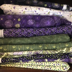 Lot 10 Yards Quilting Fabric 1 yd each design Amy Reber Designs Purple Floral - Picture 1 of 4