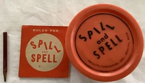 Vintage 50er Jahre Spill and Spell Spiel Wort Würfel orange Tischspiel - Bild 1 von 5