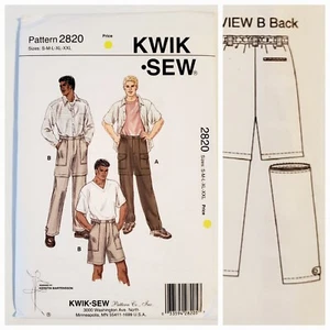 Kwik Sew 2820 90s Sewing Pattern Sizes: S-M-L-XL-XXL Men's * Convertible Pants * - Picture 1 of 4