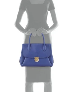 SALVATORE FERRAGAMO Azul Iris Fiamma Candado Bolso de Mano Cuero Bolso de Hombro Cartera - Imagen 1 de 11