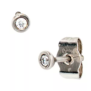 JOBO"37183"Ohrstecker rund 950 Platin matt 2 Diamanten Brillanten Ohrringe Plati - Bild 1 von 1