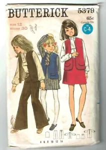 VTG CUT Sewing Pattern Butterick 5379 Girls Dress Blouse Vest Skirt Pants Sz 12 - Picture 1 of 2