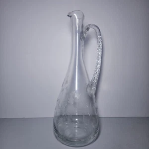 ELEGANT Vintage 17" wine DECANTER Etched glass NO Stopper - Picture 1 of 6