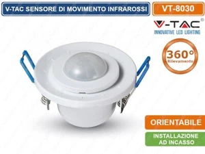 SENSORE DI MOVIMENTO AD INCASSO 360° 220V PER LAMPADE FARO FARETTO LED VT-8030 - Foto 1 di 2