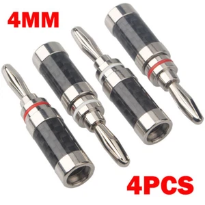 4x Spina Banana per Altoparlante HiFi Fibra di Carbonio Rodiato Connettore Banana US - Foto 1 di 15