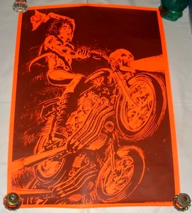 Póster original Dargis 1975 negro claro, motociclista, Scull, 19 X 26, - Imagen 1 de 6