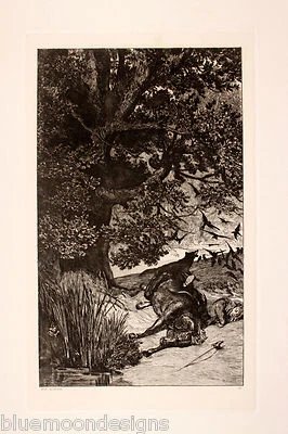 MAX KLINGER 1881 " Gefallene Reiter " Original Radierung Intermezzi Opus IV - Bild 1 von 4