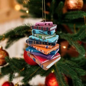 Stack of Books Christmas Ornament New Year's Gift Collectible Party Decor - Picture 1 of 5