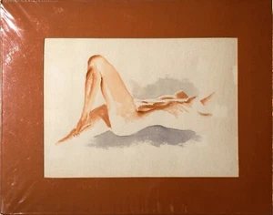 Original Watercolor | Reclining Female Nude Study – Artist Unknown, ca. 1985 - Imagen 1 de 6