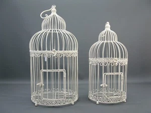 Set of 2 Large Nostalgia Metal Bird Cages Cage Decor 50/60cm Chabby Chic - Picture 1 of 1