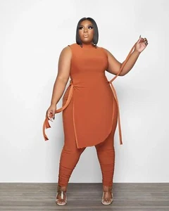 Plus Size XL-5XL Two Piece Set Summer Ladies Loose Sleeveless Top 2 Piece Shorts - Picture 1 of 59