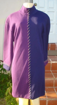 VESTIDO DE LANA MANGA LARGA BILL BLASS para MARTHA 2 TUNE PUNTO PÚRPURA DETALLE DORADO Talla 8 Foto 1 de 4