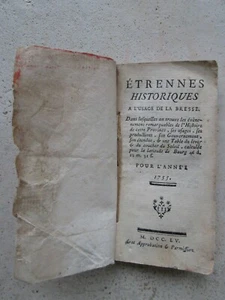 LALANDE : Etrennes historiques à l'usage de la BRESSE, 1755. Mandrin - Picture 1 of 11