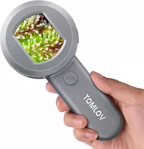 TOMLOV Portable Mini Pocket 100X Microscope Coin Jeweler Loupe Lens Illuminated - Picture 1 of 9