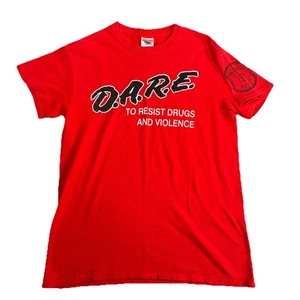 Vintage DARE T-Shirt Women S Red Graphic Tee 90s Y2K To Resist Drugs & Violence - Picture 1 of 10