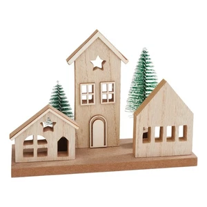 VBS Kit di Costruzione in Legno Case di Natale con Abeti 12 Pezzi Costruire Decorazioni Avvento Fai da Te - Foto 1 di 4