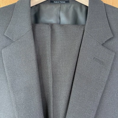 Traje Pronto Uomo Para Hombres 52R Marrón 2 Botones Mezcla Lana Pantalones Sólidos 48x24 Frente Plano Foto 1 de 4