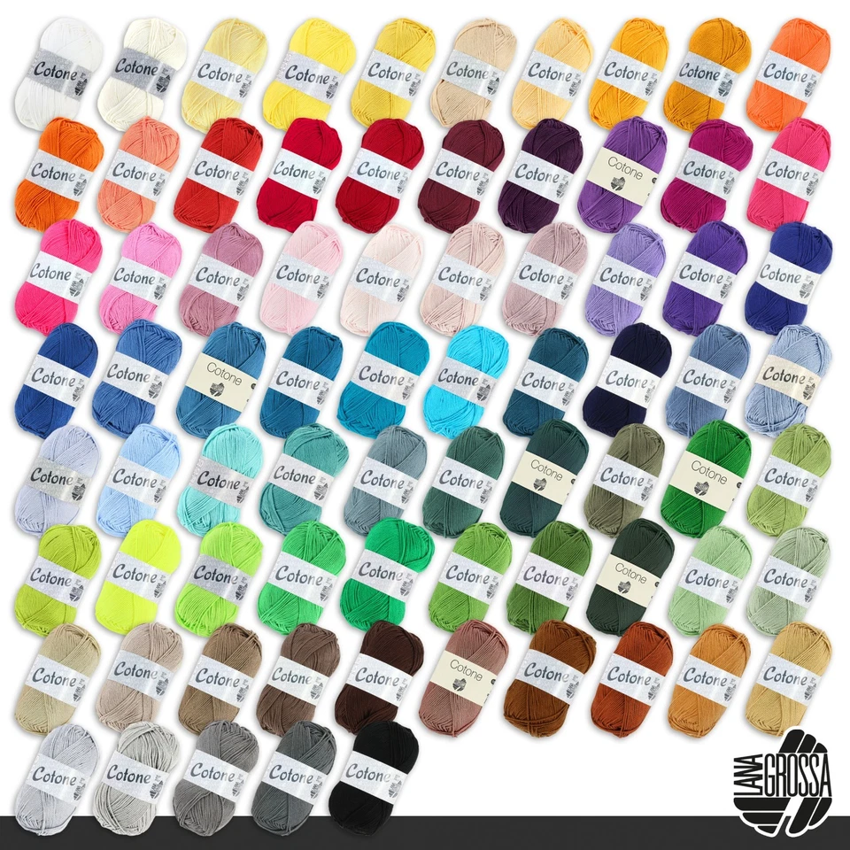 Lana Grossa 5 x 50 g Cotone Baumwolle Stricken Häkeln Basic-Garn Wolle 75 Farben - Bild 1 von 1