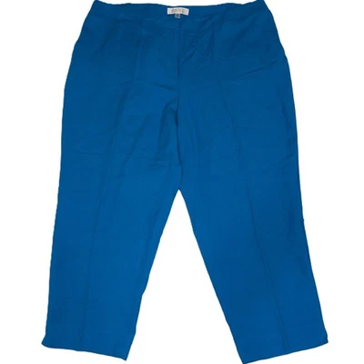 NUEVO Pantalones Kasper Azul Mezcla Lino Pantalones Riviera Talla 20W Foto 1 de 4