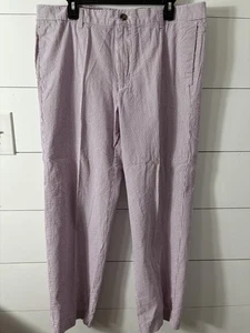 IZOD Hose Herren 36x30 lila weiß gestreift Seersucker Freizeit 100% Baumwolle Sommer - Bild 1 von 8