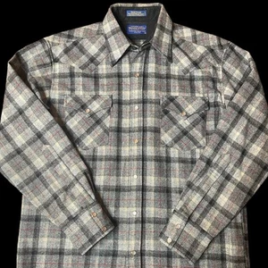 Vintage Pendleton High Grade Western Wear Plaid Wool Shirt Mens M Pearl Snap - Bild 1 von 8