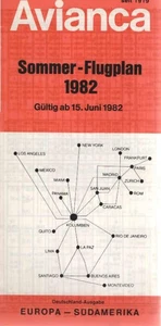 Avianca Sommer - Flugplan 1982 Gültig ab 15. Juni 1982 Avianca S.A.: - Picture 1 of 1