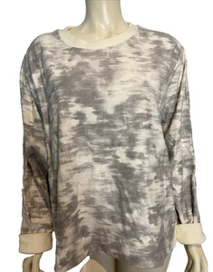 NUEVO CON ETIQUETAS Sudadera Athleta Blanca y Gris Estampada Farallón Manga Larga Talla 3X - Imagen 1 de 5
