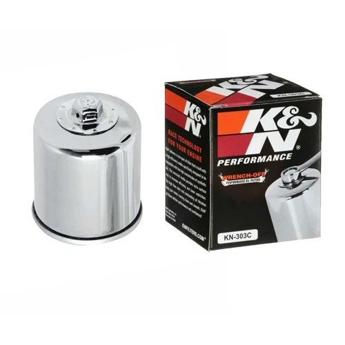 Kawasaki Bayou Prairie Mule UTV Quad K&N Filters Replacement Oil Filter - Chrome - Image 1 of 1