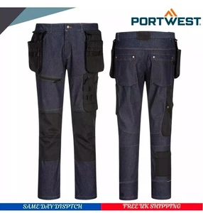 Portwest KX342 Denim Holster Denim Cargo Trousers W34" Stretch 11 Pockets L 31" - Picture 1 of 5