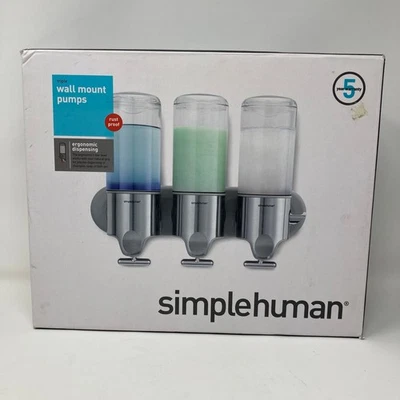 Bombas de jabón acondicionador champú triple montaje en pared Simplehuman BT1029 acero inoxidable Foto 1 de 4