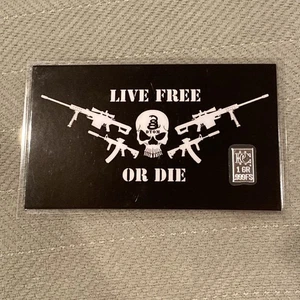 1 Grain Silver on Live Free or Die Card with Don't Tread On Me Reverse with Flag - Picture 1 of 2