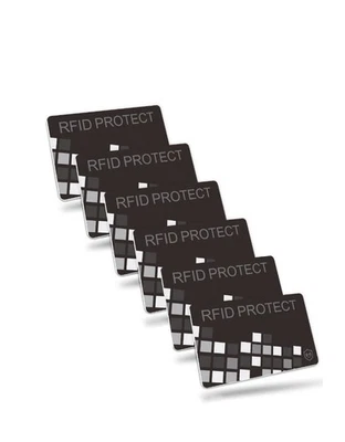 UNIVERSAL 6 * RFID/NFC Signal Blocking Card PROTECTION Credit debit card Black Embossed