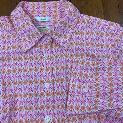 Camisa Talbots Petite Rosa Naranja Estampado Floral Elástico Algodón Abotonada Niños Foto 1 de 4