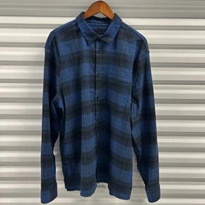 Camicia Lululemon 2XL blu a quadri tessuto spazzolato sovracamicia flanella bottoni ombra - Foto 1 di 11