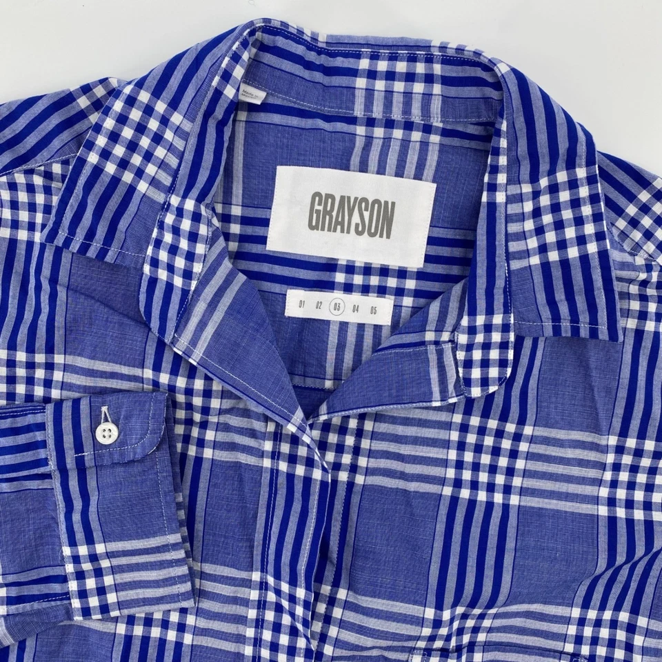 Grayson The Hero Womens Medium Plaid Button Down Shirt Blue White Long Sleeve - Image 1 of 4