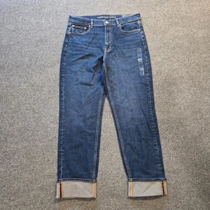 American Eagle Jeans Womens Size 12 Blue Straight Super High Rise Cuffed Capsule - Picture 1 of 11