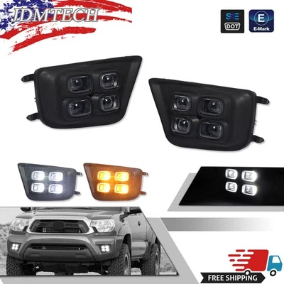 2件装LED雾灯带DRL转向信号保险杠灯适用于丰田塔科马2012-2015 — 第 1/4 张图片