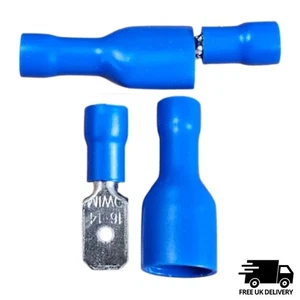Blaue Crimpverbinder Klemmen / vollisolierte Buchse Spaten - Bild 1 von 5