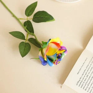 Artificial For Rainbow Roses 3pcs for Decorative Wedding and Event Use - Picture 1 of 8