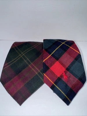 Vintage EUC Polo Ralph Lauren Cotton Flannel Tartan Tie USA Hand Made 2 Neckties - Image 1 of 4