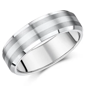 Anillo de titanio y plata 5 mm / 7 mm con borde biselado banda de boda - Imagen 1 de 4