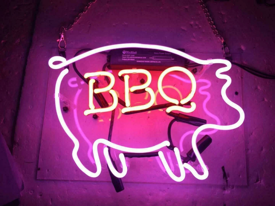 BBQ Open Custom Neon Sign Display Shop Bar Wall Sign 14"