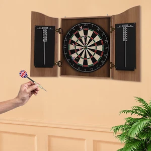 Freccette in legno marrone da parete con armadio e set freccette per adulti - Foto 1 di 17