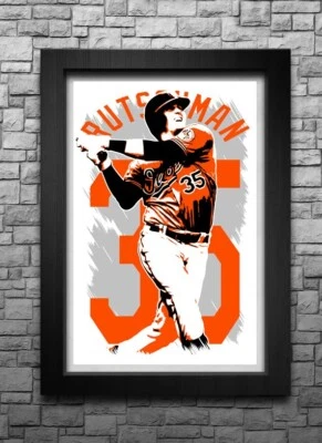 ADLEY RUTSCHMAN art print/poster BALTIMORE ORIOLES FREE S&H! JERSEY B2G2 - Image 1 of 4
