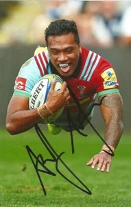 HARLEQUINS RUGBY UNION: ALOFA ALOFA SIGNIERT 6x4 ACTIONFOTO + COA - Bild 1 von 1