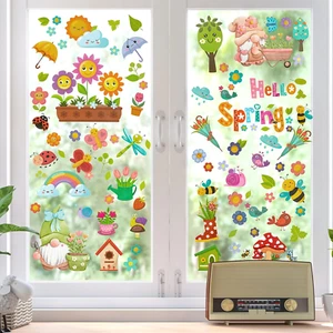 Fensterbilder Frühling Fensteraufkleber Wiederverwendbare Fenstersticker für Fen - Bild 1 von 7